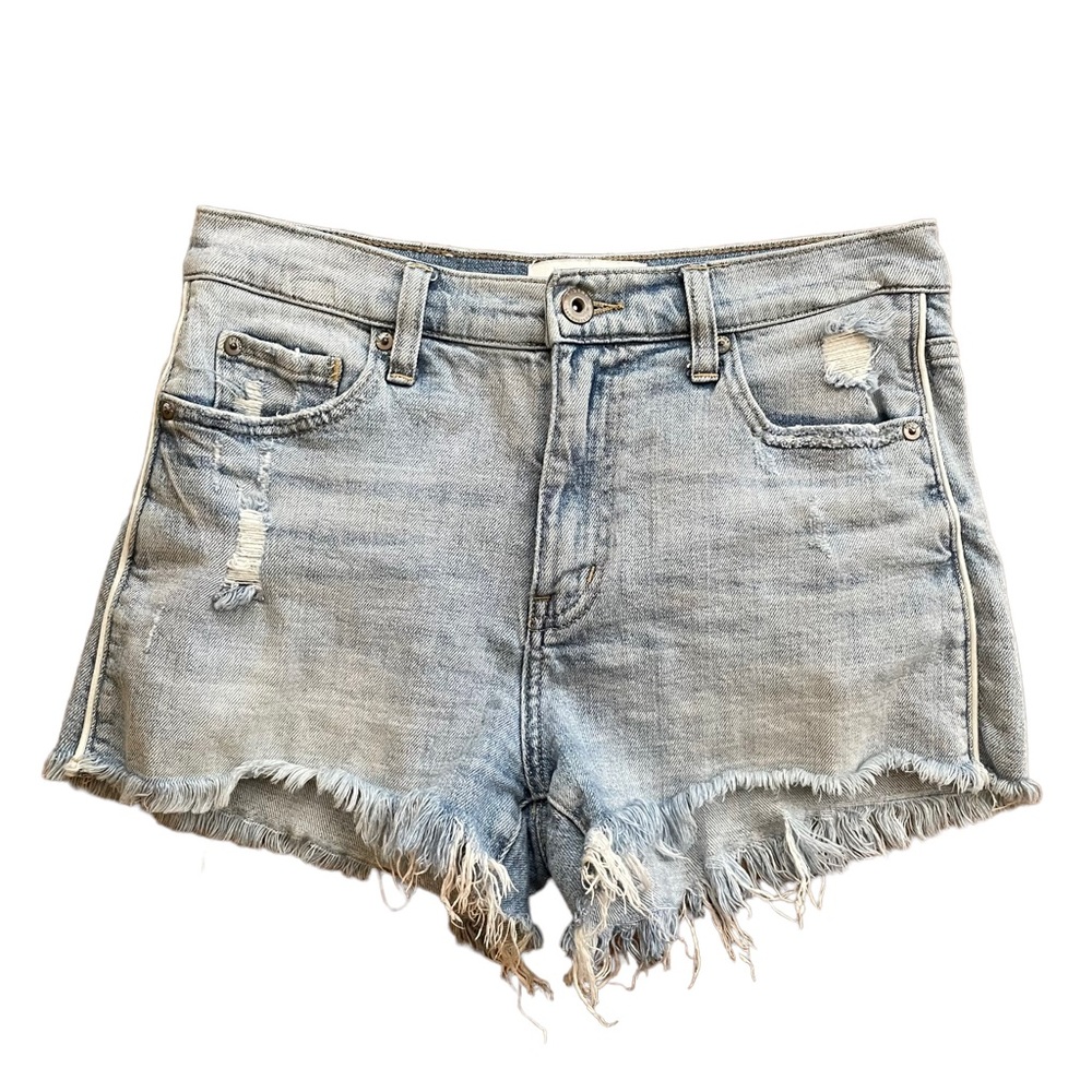 Pistola Blue Light Wash Denim Cut off Distressed Shorts
